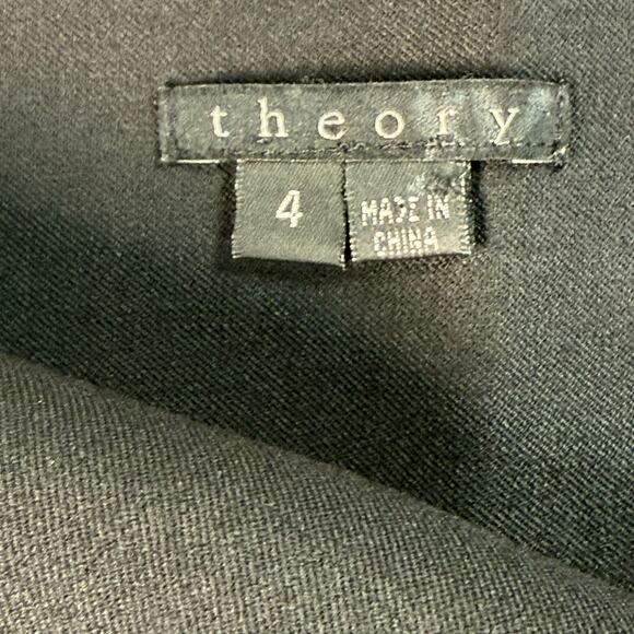 Theory Rokita Black Wool Blend Pencil Skirt Women’s 4 Side Zip Career - Picture 4 of 11